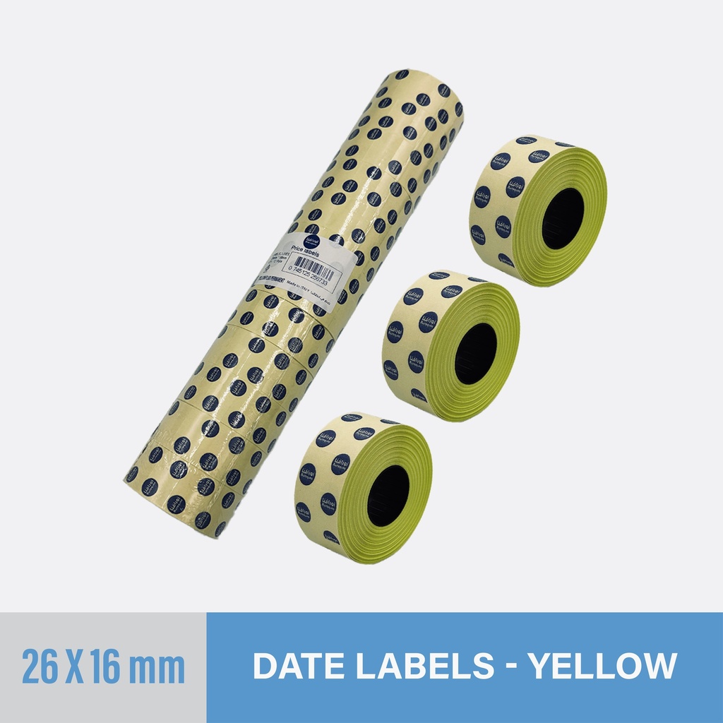 White Date Sticker 26x16mm - Two-Line - Non-Thermal