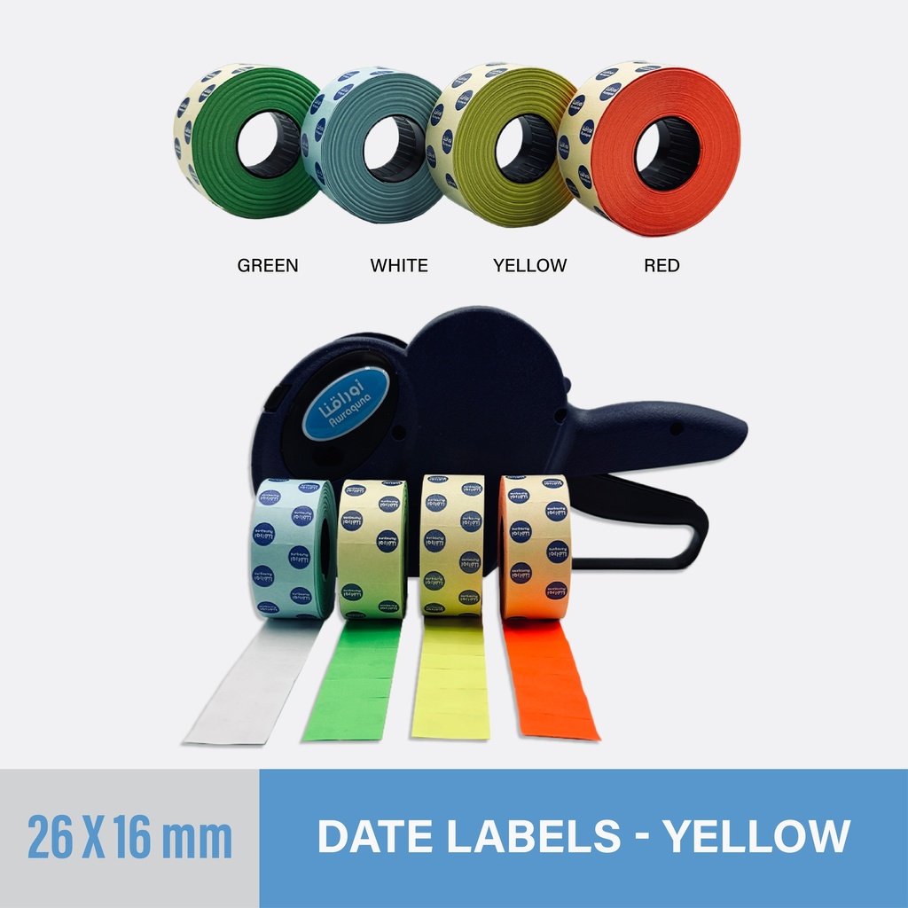 Yellow Date Sticker 26-16mm two-line-non-thermal