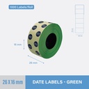 [DSTG-2616] Italian Date Sticker Green 2616 mm - 1000 Stickers Per Roll 2 Lines - Non-Heatable