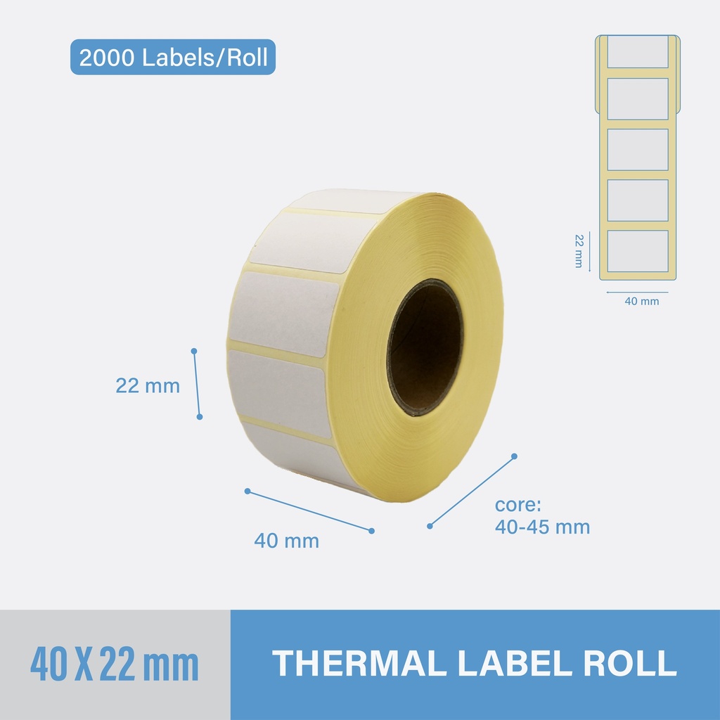 Thermal Sticker 40x22mm - 2000 pcs/roll
