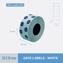 White Date Label 26x16mm -Two Line