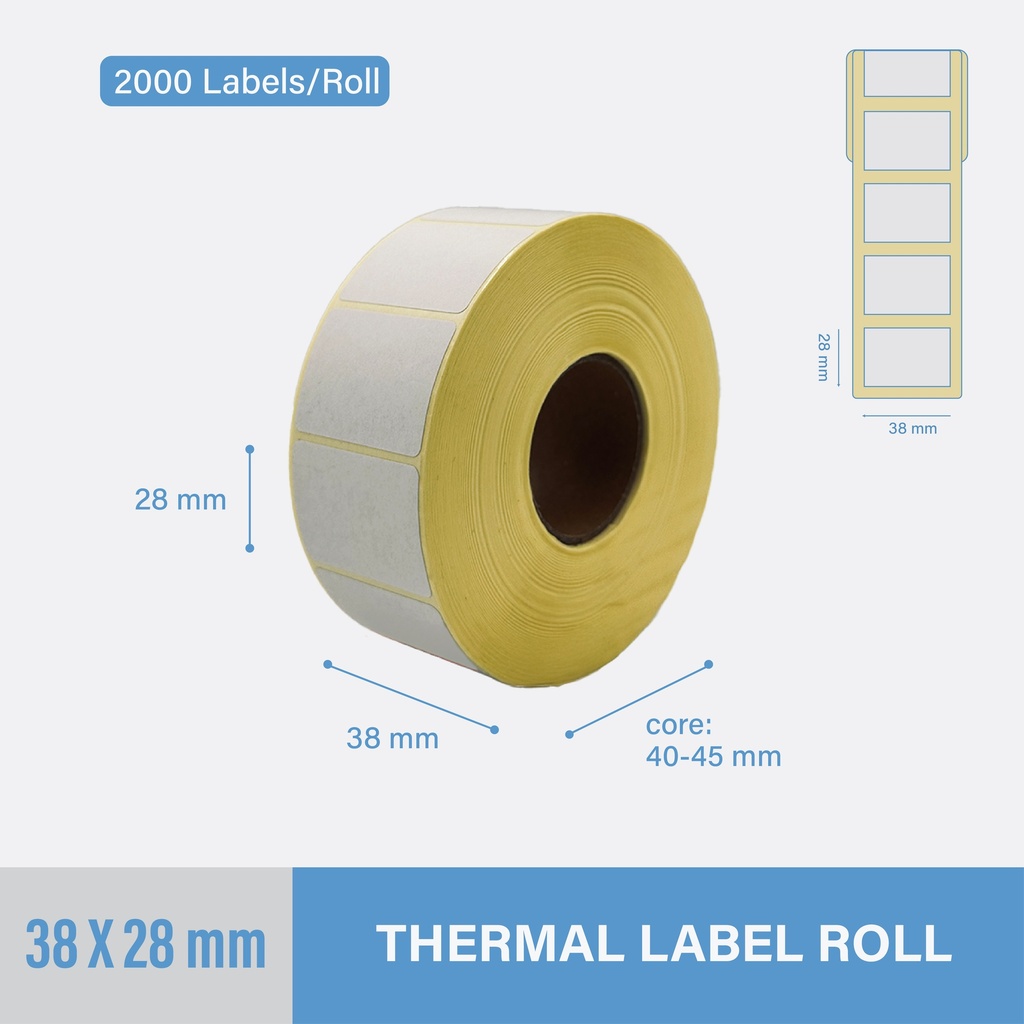 Thermal Label 38x28mm - 2000 pcs/roll