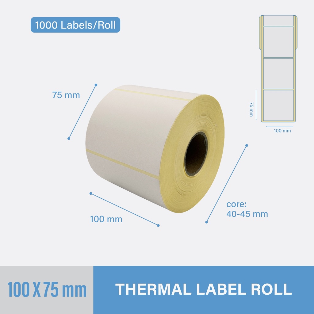 Thermal Label 100x75mm - 1000 pcs/roll