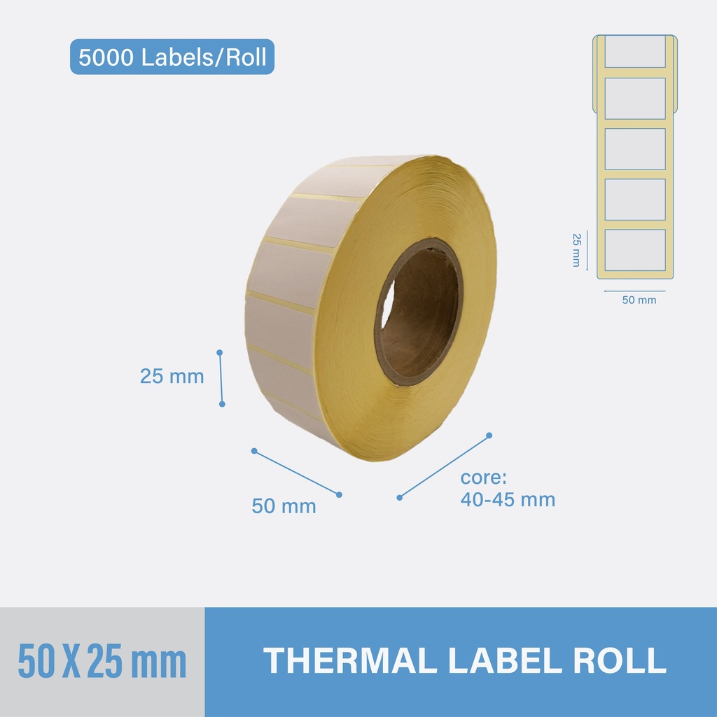 Thermal Label 50x25mm - 5000 pcs/roll