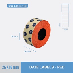 [DSR2616] Red Date Sticker 26x16mm - Two-Line - Non-Thermal